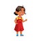 indian little girl watching circus show cartoon vector