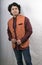 Indian male model wearing orange half indian jacket