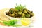 Indian masala fried okra bhindi or ladyfinger curry with tortilla