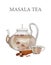 Indian masala tea in the glass teapot