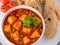 Indian matar paneer curry served with roti