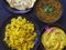 Indian meal served in blackbowls