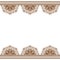 Indian, Mehndi Henna brown line lace border element with flowers pattern card for tattoo on white background