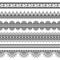 Indian, Mehndi Henna set of six line lace elements pattern for tattoo on white background