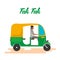 Indian motor rickshaw car. Indian tuk tuk. Vector illustration.