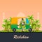 Indian motor rickshaw car. Indian tuk tuk. Vector illustration.