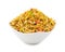 Indian Namkeen Food Navratan Mixture on White Background