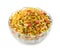 Indian Namkeen Food Navratan Mixture on White Background