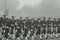 Indian Navy soldier\'s contingent marches during the Republic day rehearsal at Rajpath, New Delhi.