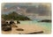 Indian Ocean landscape, Seychelles. Old postcard.