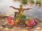 Indian Odisha`s men playing holi fastival in happy mood