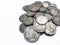 Indian old coins collection stock image. rare gold and silver coins