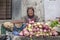 Indian old woman on the street market in mountain village Leh, Ladakh region, north India, close up