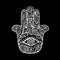 Indian ornate hand Hamsa, symbol.