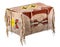 Indian painted rawhide box with leather cords  on white