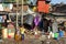 Indian poor people live near Suburban Railway in Dharavi Slum at Mumbai. India