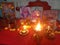 Indian Puja with oil lamps lit