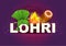 Indian Punjabi festival of lohri celebration fire background with decorated drum and bonfire. vector illustration design