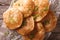 Indian puri bread on the table. Horizontal top view