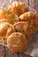 Indian puri bread on the table. vertical top view