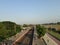 Indian railway station on top view,  railway station in the India,  Indian village railway station.