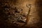 Indian rat snake, Ptyas mucosa. Two non-poisonous Indian snakes entwined in love dance on dusty road of Ranthambore national park,