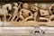 Indian religious erotic symbols on temples in Khajuraho