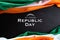 Indian republic day concept. Indian flag with the text Happy republic day against a blackboard background. 26 January