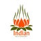 Indian restaurant icon with orange lotus flower