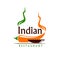 Indian restaurant icon, spice food bowl and chilli