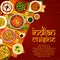 Indian restaurant menu cover with curry dishes