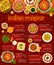 Indian restaurant menu, spice food, curry dishes