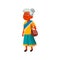 indian retired woman walking on historical street cartoon vector