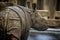 Indian rhino calf just few days old in captivity