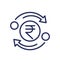 indian rupee cashback line icon, vector