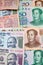 Indian rupee and Chinese Yuan banknotes