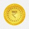 Indian rupee coin symbol with golden circle illustration on isolated