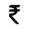 Indian rupee currency symbol. Black India rupee sign.