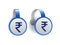 Indian rupee symbol on Blue advertising wobblers.