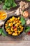 Indian saag aloo, potato and greens curry dish