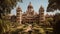 Indian sandstone monument illuminates elegant cityscape with ornate architecture generated by AI