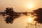Indian Savanna sunset with the lake