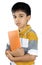 Indian School Boy with Textbook