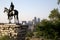 Indian Scout Statue in Kansas city sunset