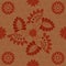 Indian seamless pattern dark red maroon on copper background