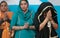 Indian sikh women praying inside their temple during Baisakhi celebration in Mallorca