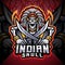 Indian skull esport mascot logo
