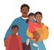 Indian Smiling family portrait. Happy mother, father, son and little daughter. Vector illustration simple