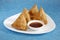 Indian Snacks Samosa with Chutney