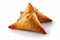Indian snacks vegetable Samosas a spicy blend of vegetables wrapped in a deep fried triangular pastry parcel, fried